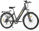 Eleglide T1 Step-Thru E-Bike, Elektrofahrrad 27.5'' Trekkingrad E-Cityrad mit 36V 13Ah Lithium-Akku bis zu 100KM Lange Range, 250W Motor, EU-konformes E Bike, LCD Display (Dunkelgrau)